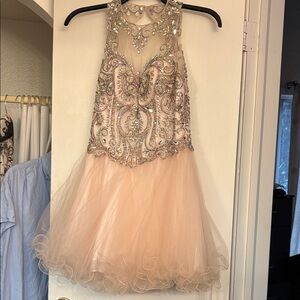 Bespoke Pink and Silver Embellished Formal Dress